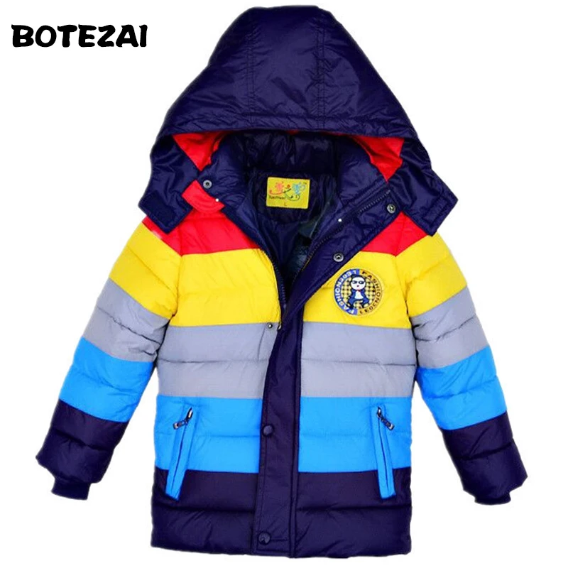 Infant Fashion Jackets Boys Stripe Winter Down Coat 2020 Baby Wear Kids Warm Outerwear Hooded For 2-7 Yrs Children Clothes