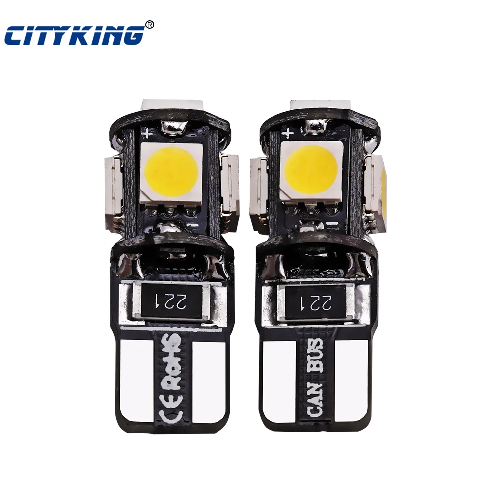 100 шт./лот Автомобильные светодиодные Canbus T10 5smd 5050 Светодиодные Лампы led W5W t10 5led 194