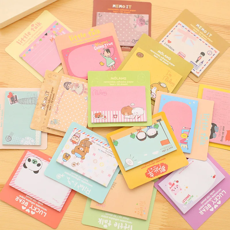

60packs Kawaii Memo Sticker Notes Cute Mixed Cartoon Sticky Memo Planner Sticker Bookmark Memo Pads Memo Me Post Free Shipping