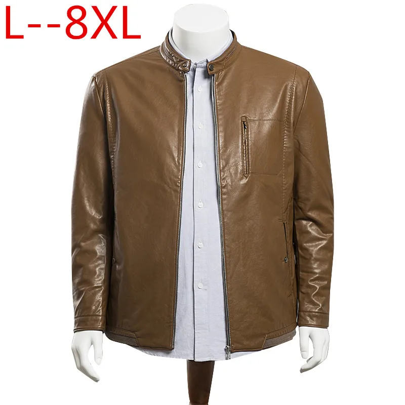 8XL 6XL 5XL 4X мужская кожаная куртка из натуральной козьей шкуры Черная бомбер