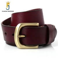 fajarina top quality cowhide mens retro styles fashion cow skin leather brass simple buckle belts for men 3 8cm width n17fj533