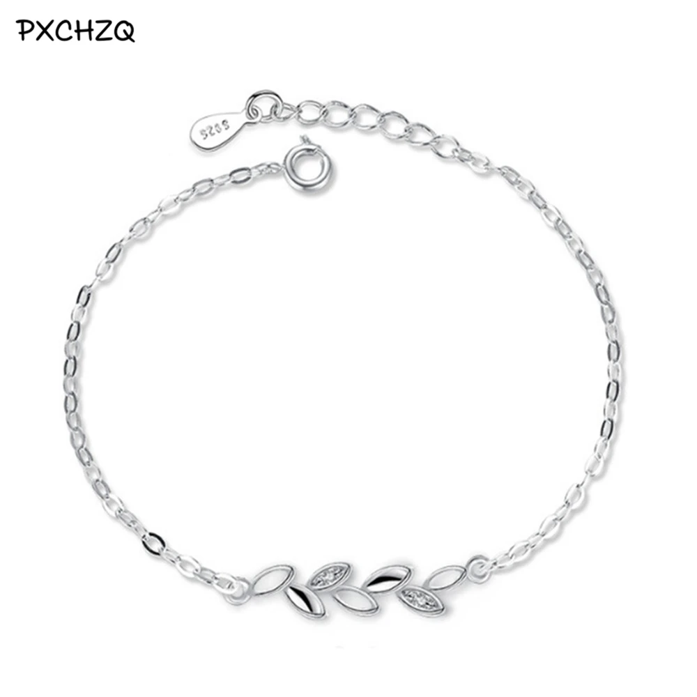 Женская мода серебряные ювелирные изделия Счастливые листья дамы браслет
