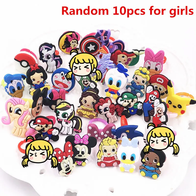 for girls 10pcs Girls Boys Cartoon Avengers Princess Minnie Mickey finger Rings Children Kids Jewelry Party cosplay Gift - Цвет основного камня: for girls
