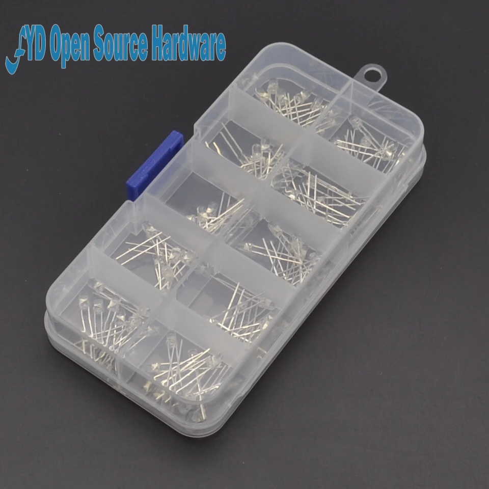 С чехлом (10 видов цветов x 10 шт.) набор светодиодов 3 мм светоизлучающие теплый