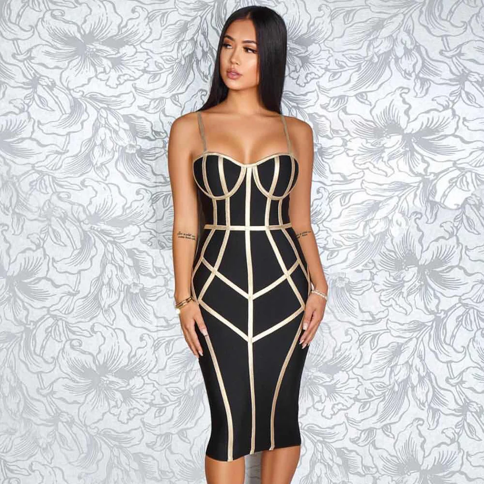 Новое летнее облегающее Бандажное платье для женщин Vestido сексуальное платье на бретельках без рукавов Клубное популярное вечернее платье для знаменитостей