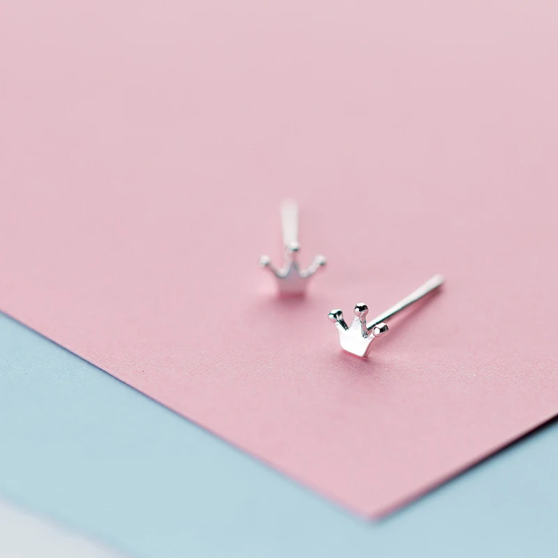 

Женские серьги-гвоздики MloveAcc из стерлингового серебра 925 пробы с крошечной короной принцессы, ювелирные изделия из стерлингового серебра