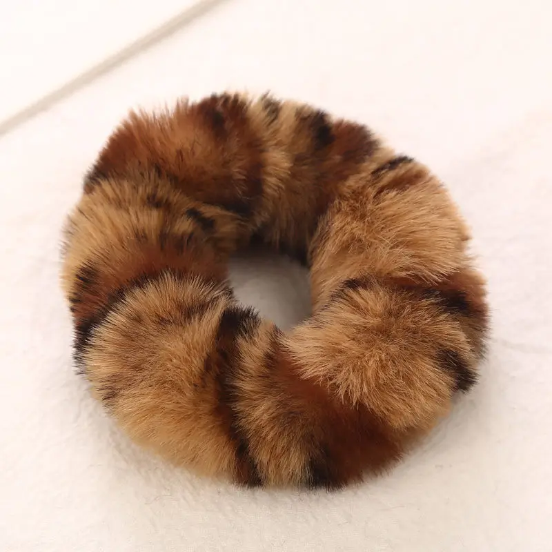 Brown Light Brown AIKELINA/Новинка; зимняя теплая мягкая резинка для волос из искусственного кроличьего меха для девочек и женщин; аксессуары для волос; Детская резинка; головной убор - Цвет: Brown Light Brown