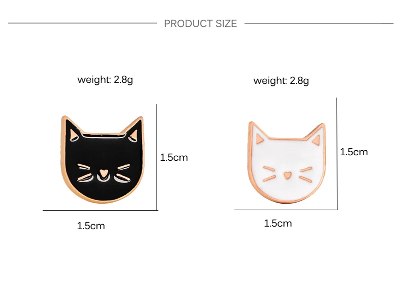Set of 2 Cat Brooches Metal Enamel Pins for Women - Black and White Animal Lapel Badges for Denim Shirts, Perfect Festival Gift for Couples image 6