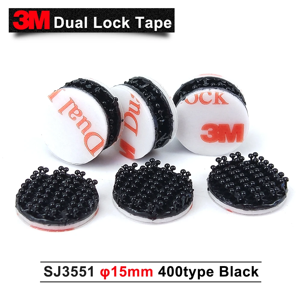 

Dual Lock SJ3551 Black Type 400 Mushroom Reclosable Fastener Tape Bacing VHB adhesive tape 15mm circle 30pcs/lot