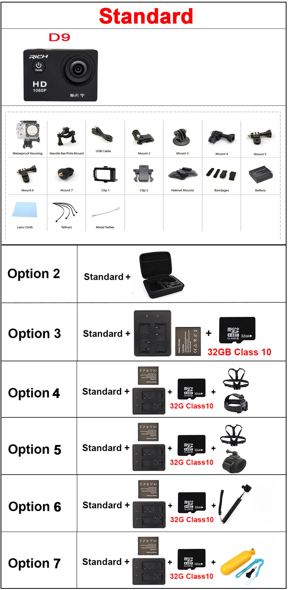 Wifi экшн Спортивная камера HD 1080 p 2," Подводная 30 м водонепроницаемая Спортивная мини-камера для съемки на шлеме