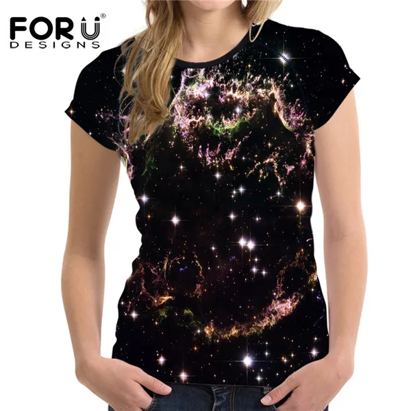 FORUDESIGNS/Высокое качество 3D Galaxy пространство футболка для женщин Новинка Эластичный хип хоп футболки одежда Haut Femme - Цвет: H695BV