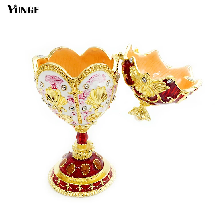 Старинное украшение faberge яйцо инкрустированная шкатулка коробка Металлическая