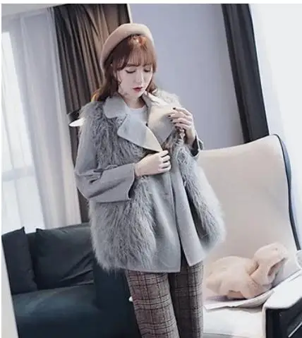 

New Arrival Imitation Wool Fur Vvest For Womens Warm Winter Vestcoats Female Fashion Fake Fur Waistcoats Sleeveless Jackets K909