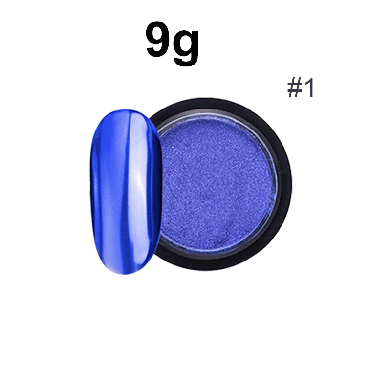 1 9 г/2 г зеркало для ногтей блестящая пудра металлический цвет УФ-гель для дизайна ногтей Полировка хромированные хлопья пигментная пыль украшения Маникюр - Цвет: 1