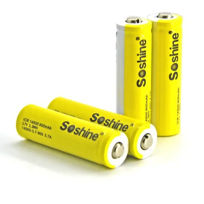 4x оригинальный Soshine 3 7 v 14500 AA 900mAh перезаряжаемая батарея с батареей чехол |