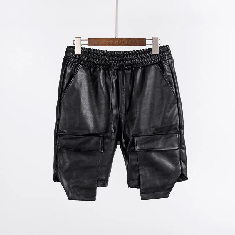 Cool Sexy Soft PU Male Black Men Leather Shorts Hip Hop Streetwear