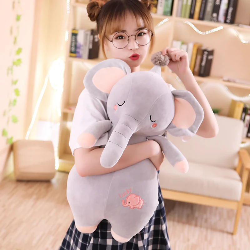 

Симпатичная хлопковая кукла-Слон для девочки, подарок на день рождения, плюшевые мягкие игрушки, животное, сопровождение ребенка, игрушка д...