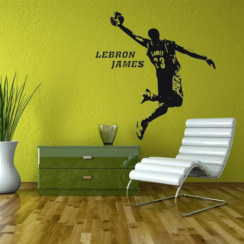 Баскетбольный плакат LeBron James Наклейка на стену Декор съемные постеры 3D обои