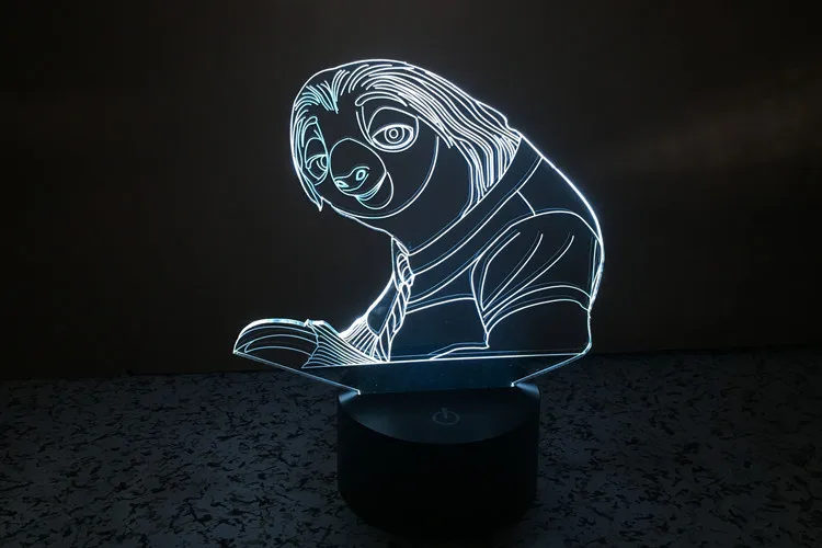 Детский ночник светильник для спальни креативные фигурки зверополис Bradypod 3D