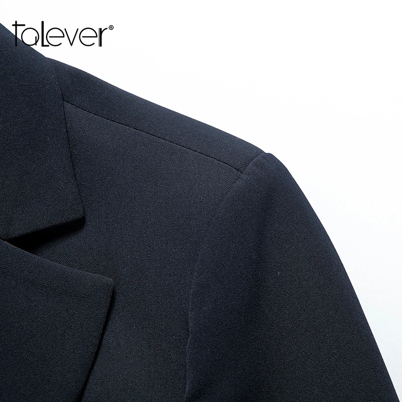 Women Fashion Pocket Blazer Double Breasted Female Autumn Coat Spring Office Lady Suit Overcoat Plus Size Talever | Женская одежда