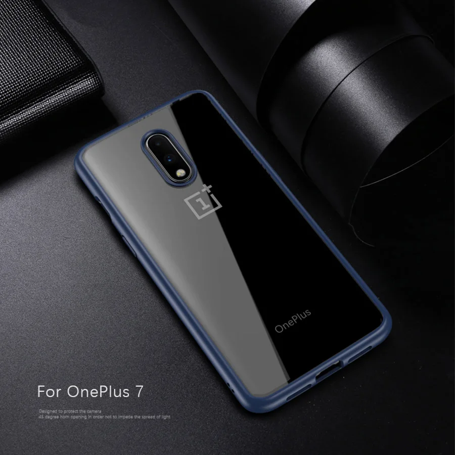 Blue Для OnePlus 7 Pro Чехол антидетонационный прозрачный акриловый усиленный TPU RIJOW Мягкий силиконовый чехол One Plus 7 Pro Coque 1+ 7 - Цвет: Blue