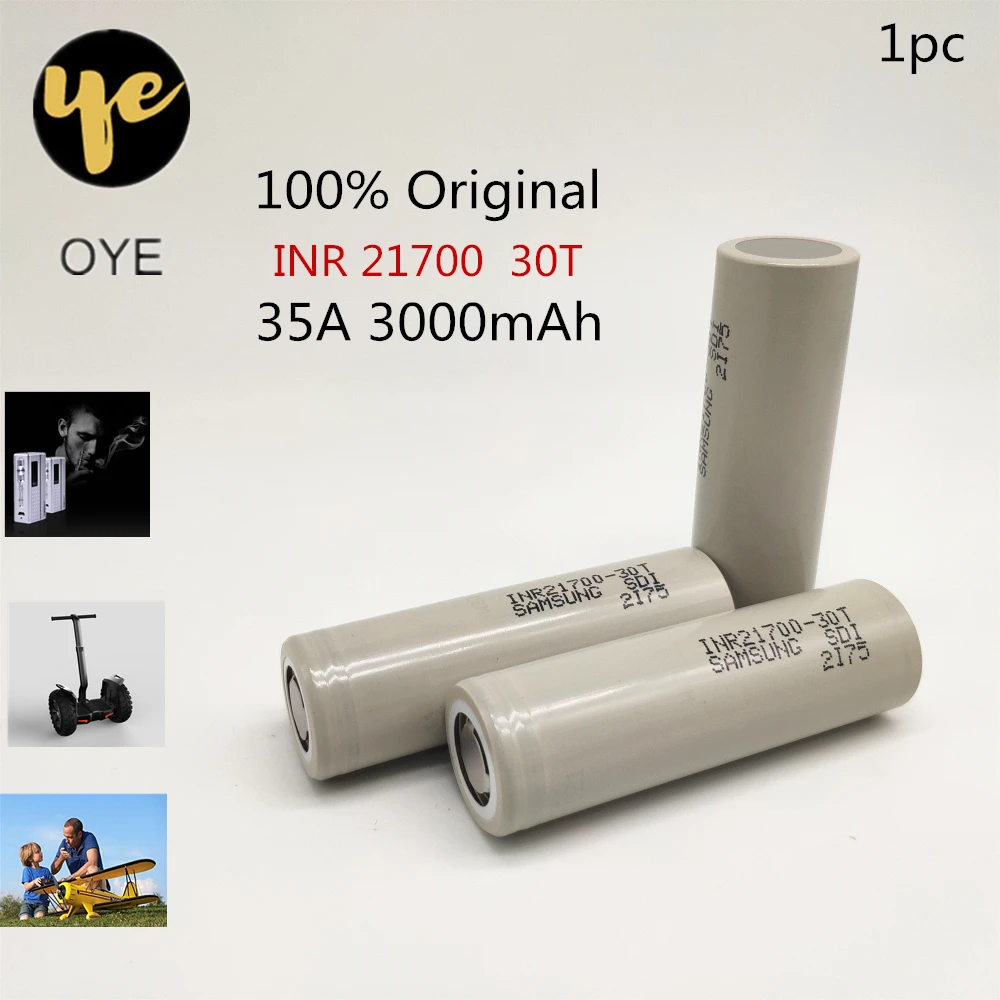 1 шт. для samsung INR21700-30T 30T 21700 3000mah 35A 3,7 V аккумуляторная батарея с плоским верхом PK NCR21700A