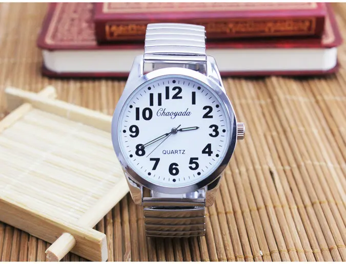 Часы для пожилых мужчин известный бренд Relojes гибкий эластичный ремешок для мужчин из нержавеющей стали Роскошные Модные Аналоговые наручные часы - Цвет: white 4cm