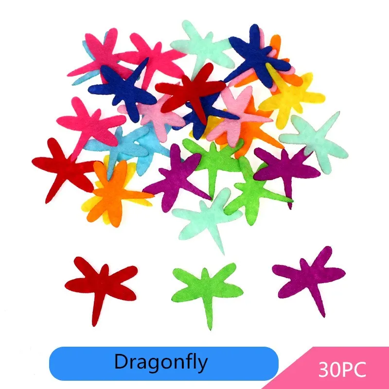 Children DIY Creative Cute Non-woven Fabric Patch Kids Sewing Craft Supplies Scrapbooking Decoration Stickers Handmade Materials - Цвет: Dragonfly 30PC