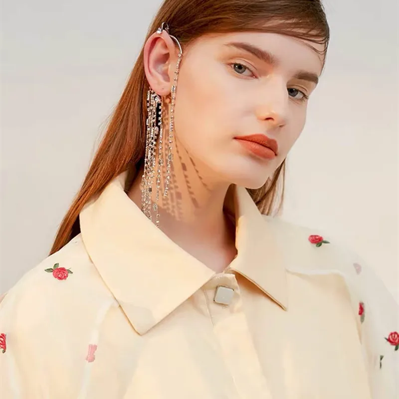 1PC High Quality Shiny Rhinestone Ear Hanging Dangle Earrings For Women Fashion Jewelry Boutique Lady's Statement Earrings