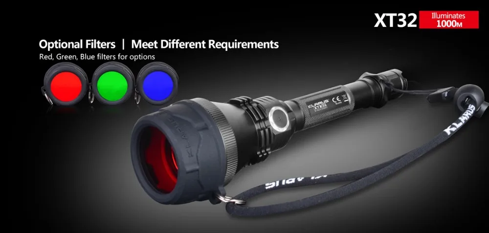 KLARUS XT32 CREE XP-L HI V3 светодиодный светильник-вспышка 1200лм с 2 батареями 18650 фонарь-вспышка для охоты, туризма, кемпинга