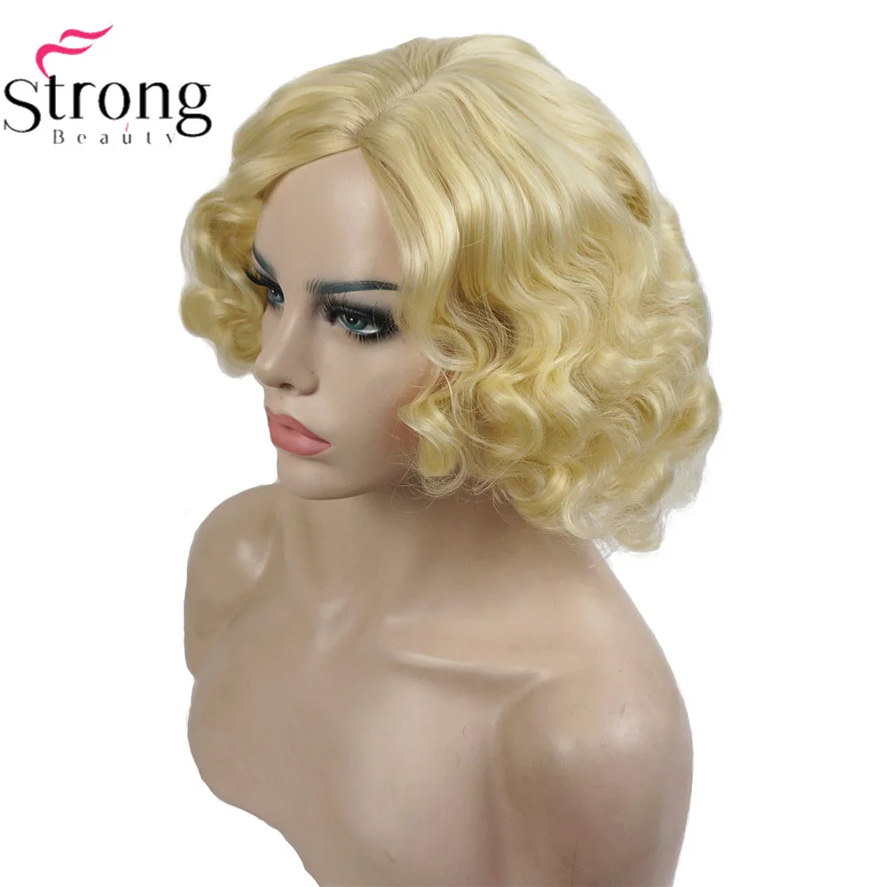 StrongBeauty медные/белокурые волосы, короткие кудрявые волосы, Женские синтетические парики без шапочки