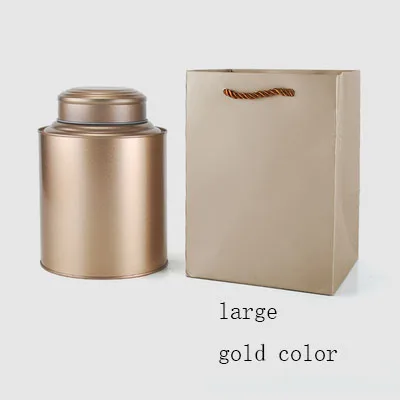 large gold 1pc New tea box large can sealed tea canister jar for tie guan yin/puer/da hong pao moisture-proof empty tea cans - Цвет: large gold 1pc