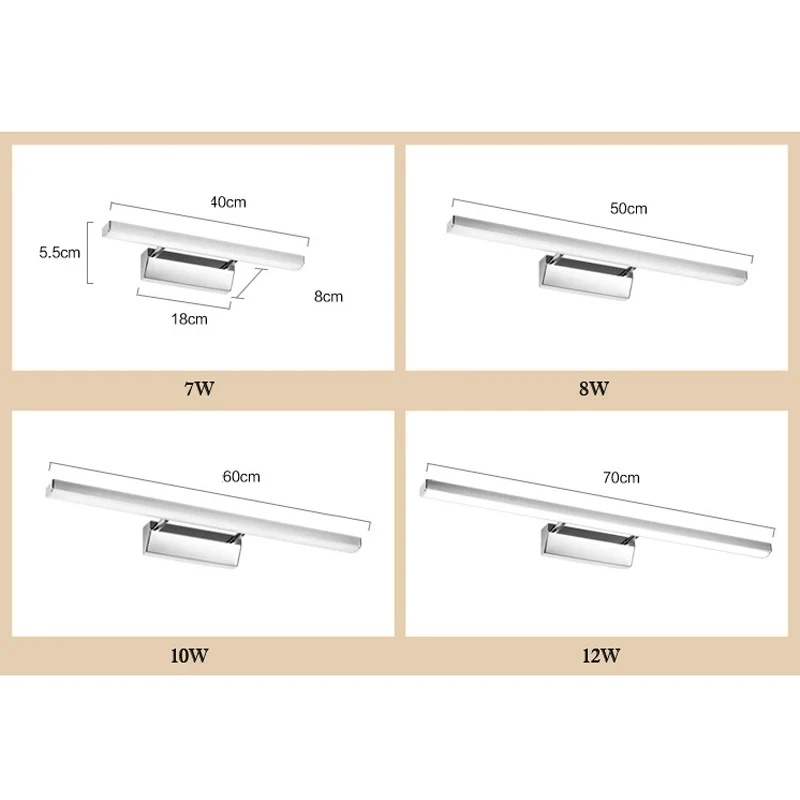 Мм 500 мм зеркальный свет в ванной комнате алюминиевые настенные лампы над