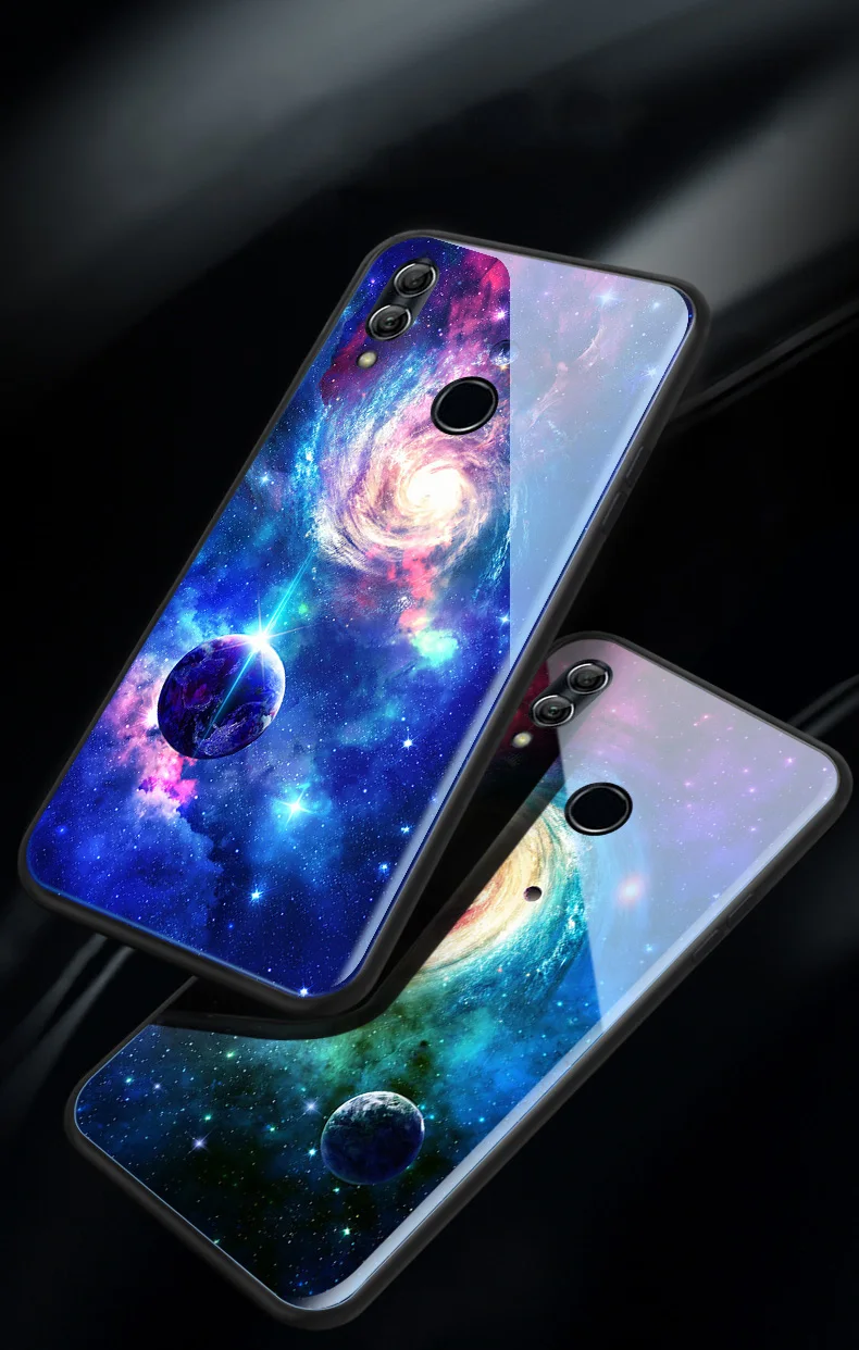 Роскошный стеклянный чехол для huawei Honor 8 9 10 Lite, задняя крышка с изображением звездного неба для huawei Honor 8 Pro V9 V8 V10 View 10, чехол