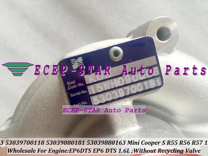K03 118 53039700163 53039700118 53039700181 163 турбо для Mini Cabrio Cooper S R55 R56 R57 2002 10 EP6 DTS CDTS 1.6L без e