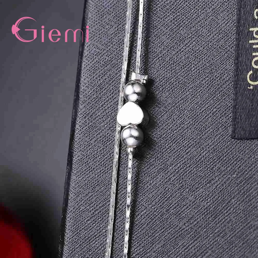 

Trendy Newest Simple Love Heart Layered 925 Sterling Sliver Anklets for Women Girls Party Jewelry Accessories