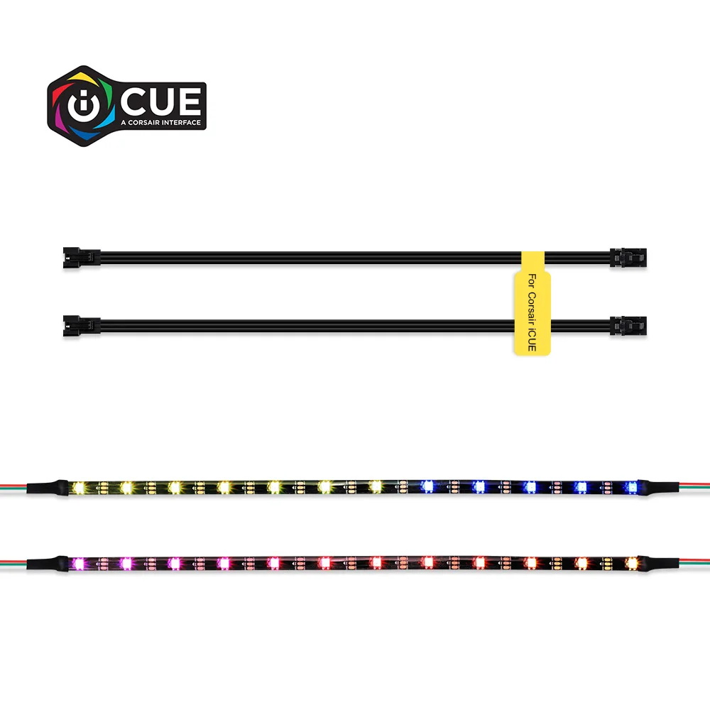 2 x 40cm 12 LEDs 40 см Адресуемая WS2812b цифровая светодиодная лента для iCUE CORSAIR интерфейса, Радужный RGB светодиодный комплект освещения для ПК, чехол для компьютера, Декор - Испускаемый цвет: 2 x 40cm 12 LEDs