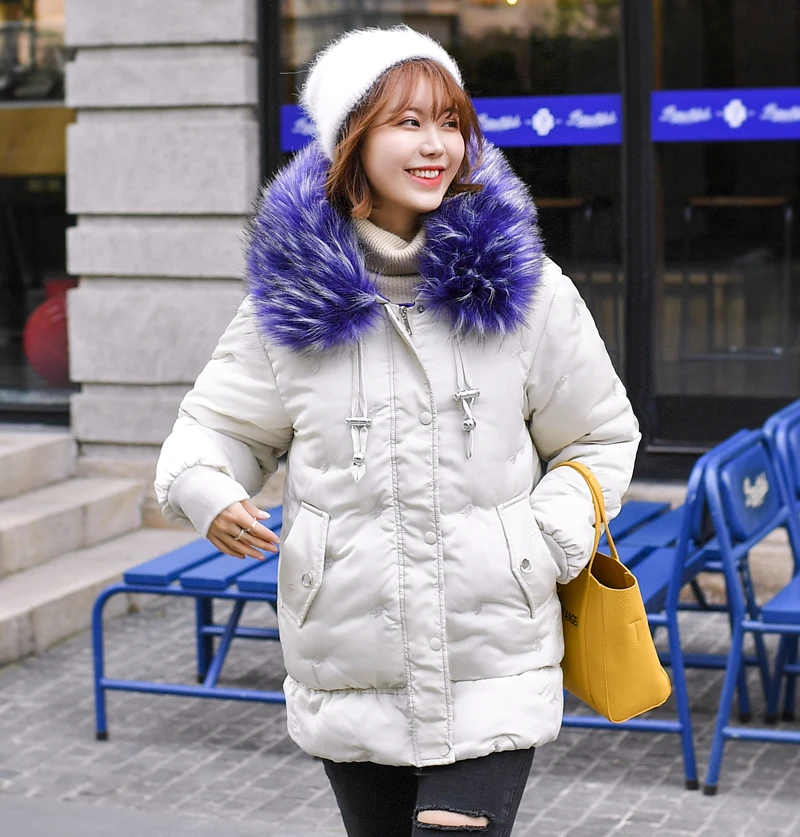 With Thicken Fur Collar New Winter Jacket Women Cotton Padded Outwear Female Coat Warm High Quality Ladies Parka
