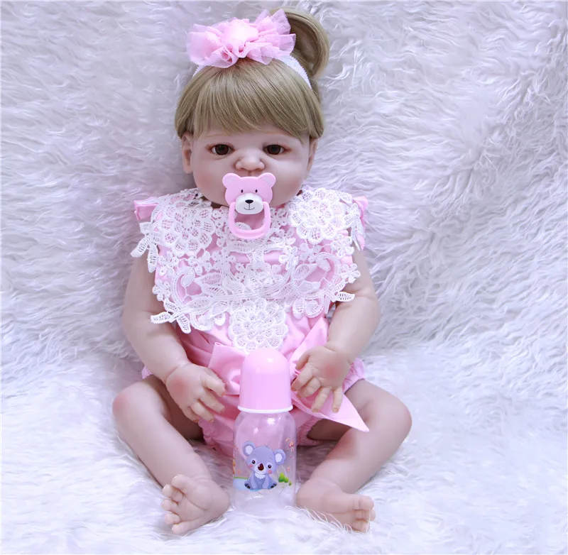 Настоящие светлые волосы для девочек bebe полностью силиконовые куклы reborn 22 &quot55 см