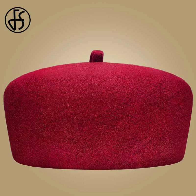 FS Для женщин элегантный шерстяной фетр Шапки различных мероприятий винно