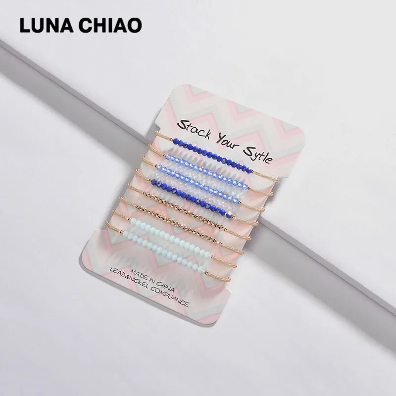 Женские многослойные браслеты LUNA CHIAO из эластичного стекла с бусинами