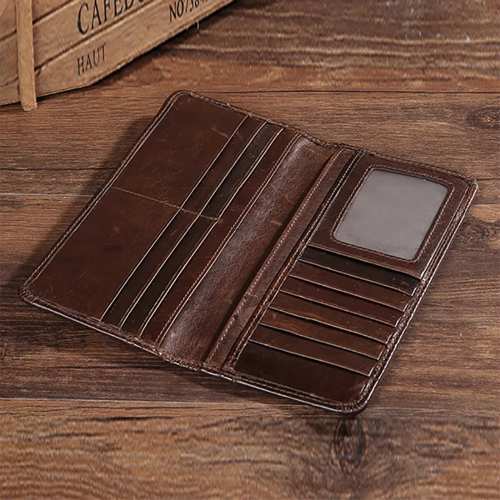 Первый слой воловьей кожи двойной кошелек ID/кредитная карта наличные монета