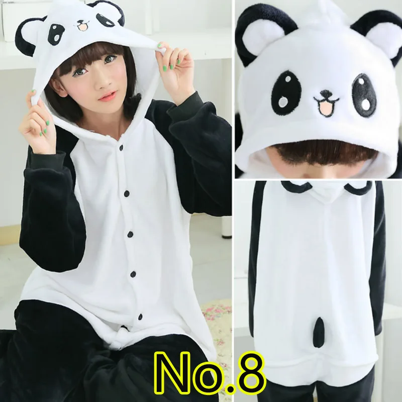 Пижамы с пандой домашняя одежда для сна теплая Фланелевая пижама больших