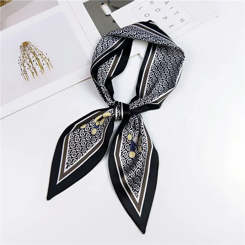 15 Fashion Hair Scarf For Women Neckerchief Cute Tie Wrist Ribbons Print Silk Satin Bag Scarfs Long Skinny Scarves For Ladies - Цвет: 15