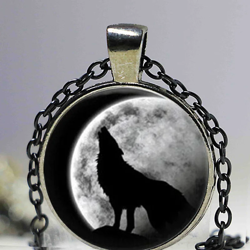 Старк волк винтажная луна стекло фотография ожерелье женские и мужские
