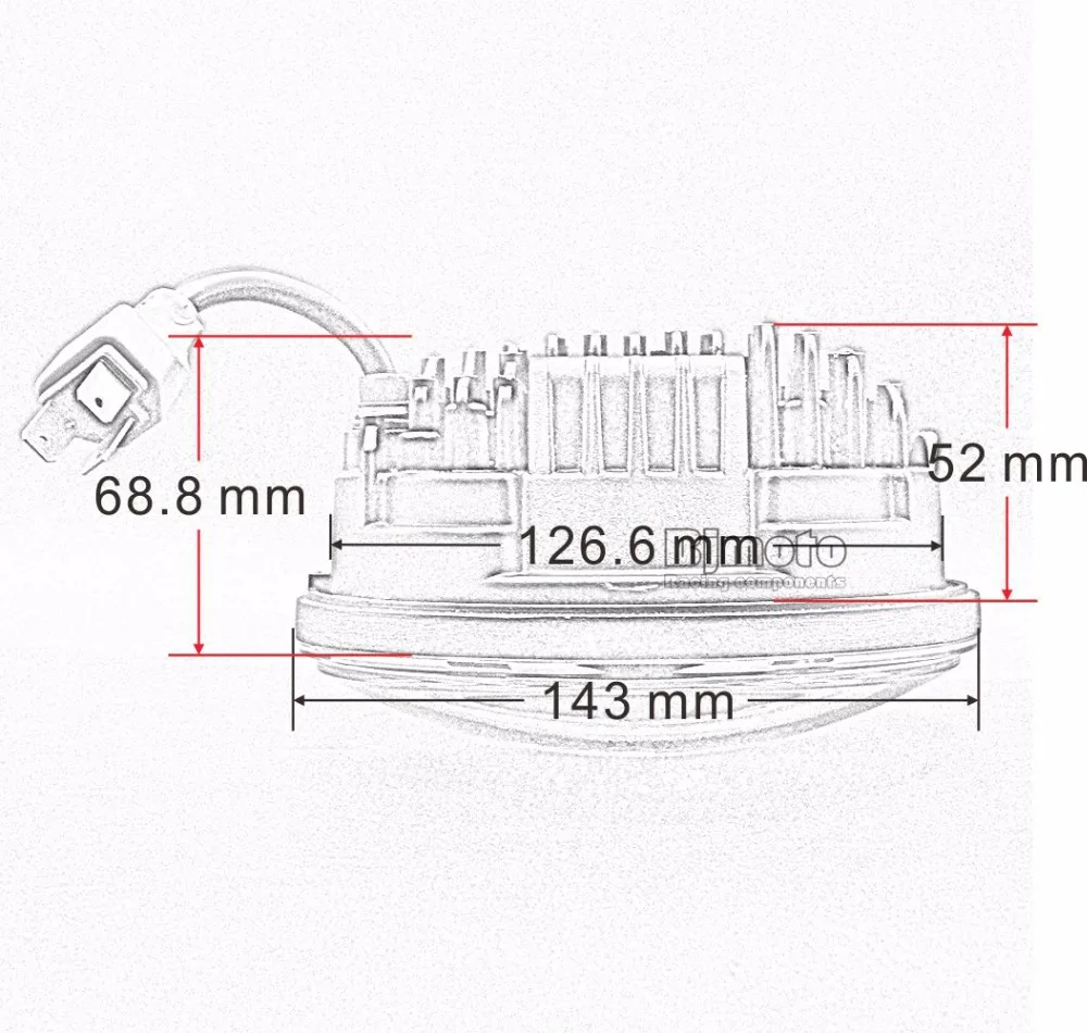 BJMOTO мотоцикл 5,7" круглый черный светодиодный налобный фонарь 5 3/4 дюймов два режима дальнего ближнего света фары DRL для мотоцикла Harley
