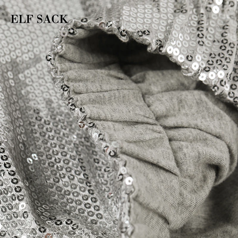 ELFSACK зимние Новые Стильные свитшоты женские повседневные однотонные пуловеры с