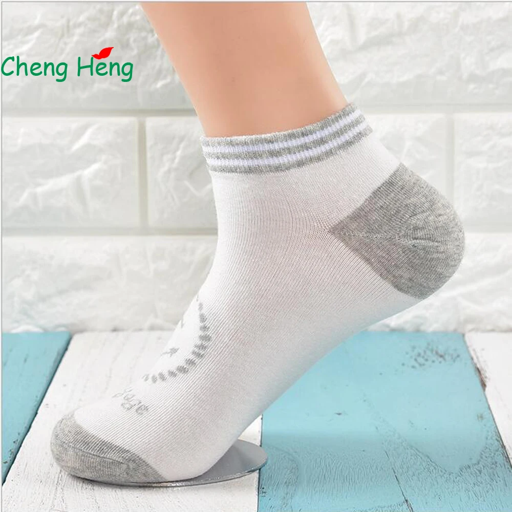 

Cheng Heng 10 pairs/bag new hot sale men's cotton boat socks 5 kinds colors spring and summer season anchor style pattern socks