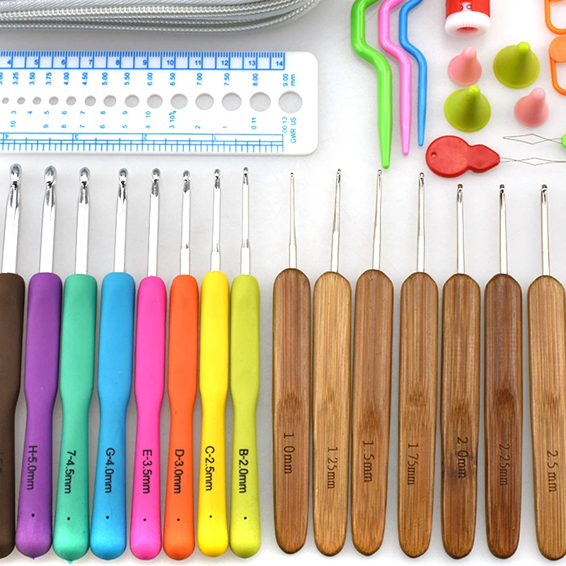 New Crochet Hook Set Yarn Weave Knitting Hooks Needles Full Knit Gauge Scissors Stitch Holder DIY Craft Tools With Cute Case | Дом и сад