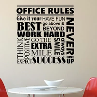 Office Rules Wall Decal Inspirational Quote Vinyl Sticker Work Poster Decor Removable Art Mural For Office Window Decor L879